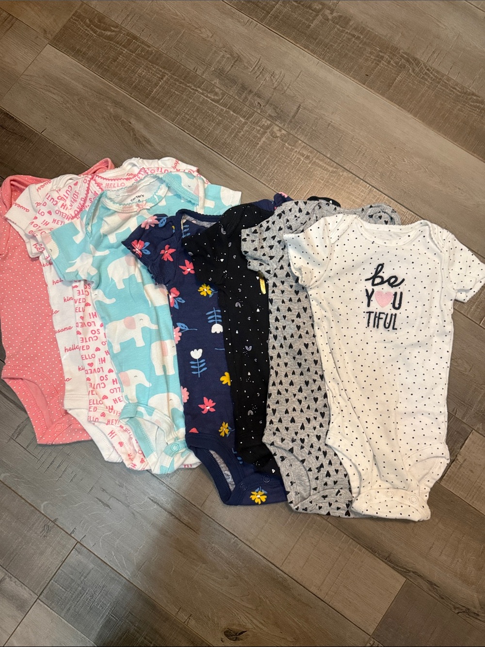 Carter's Girls One-Piece Bodysuit Set - White, Navy, Pink, Mint & Gray